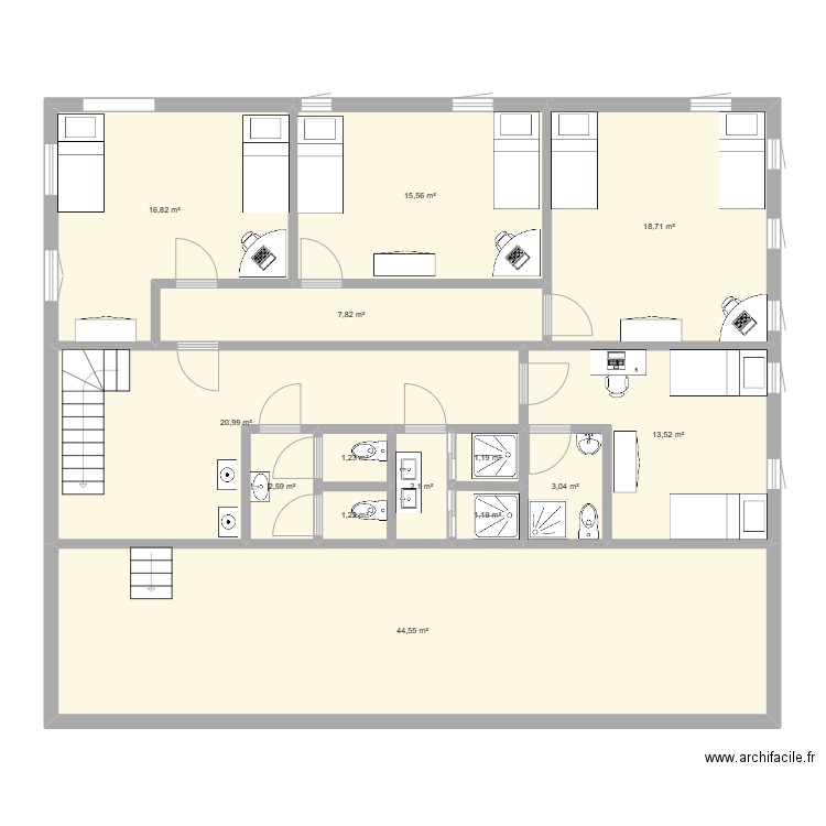 RDC Passy. Plan de 14 pièces et 151 m2