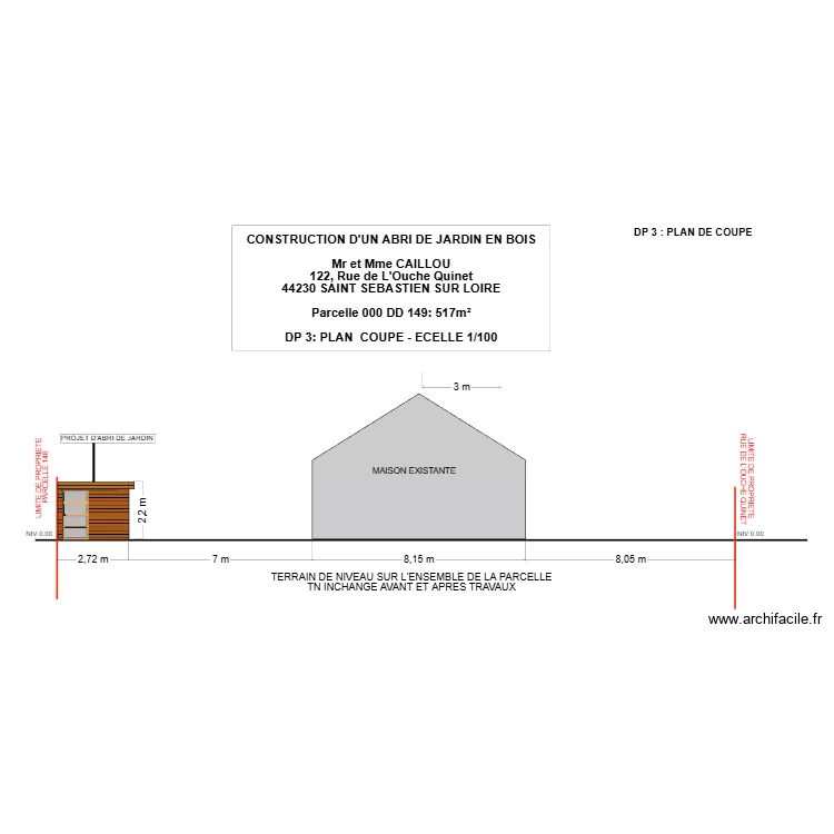DP 3 CAILLOU. Plan de 
