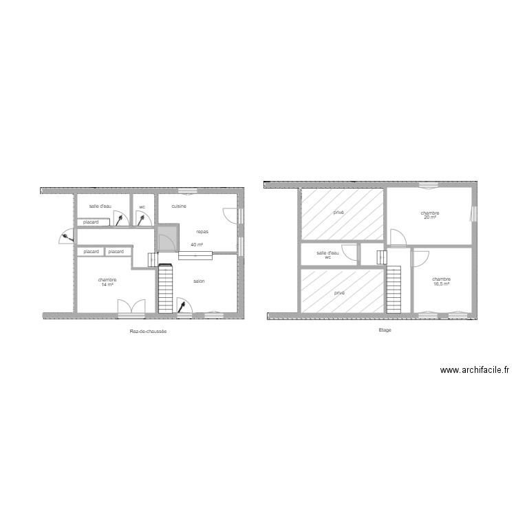 87G5082. Plan de 10 pièces et 55 m2