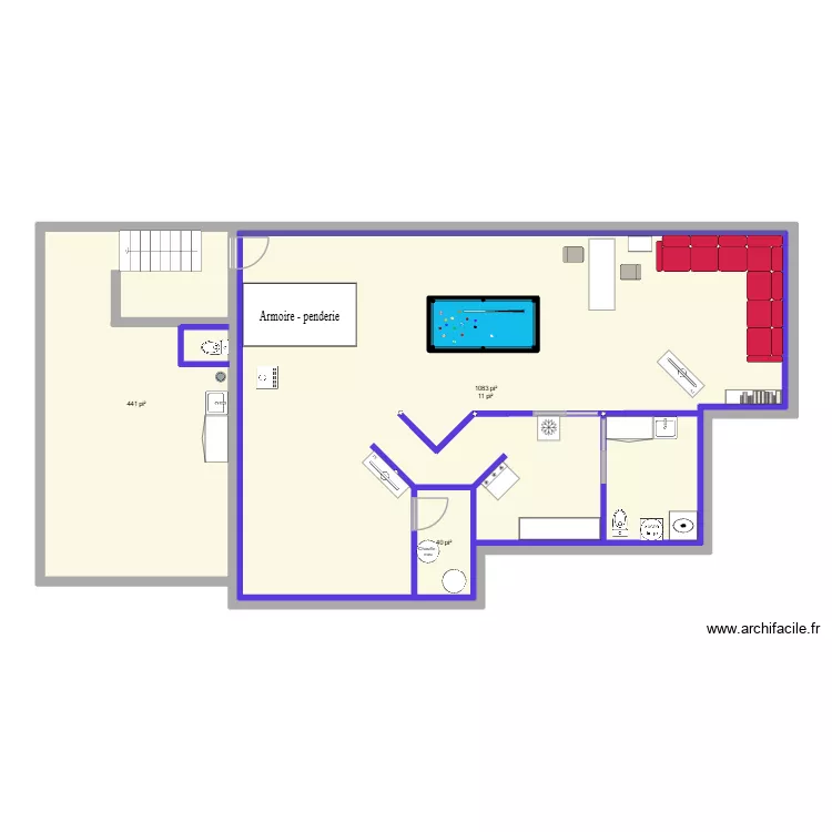 Sous-sol 2026. Plan de 4 Pièces et 257 m²