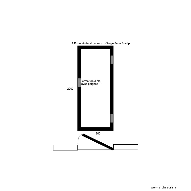 Porte Alu terrasse bureau. 200x80. Plan de 0 pièce et 0 m2