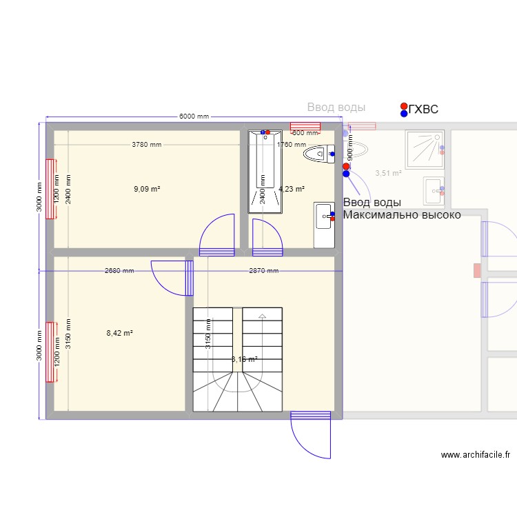 ЕБ 4 гхвс. Plan de 11 pièces et 97 m2