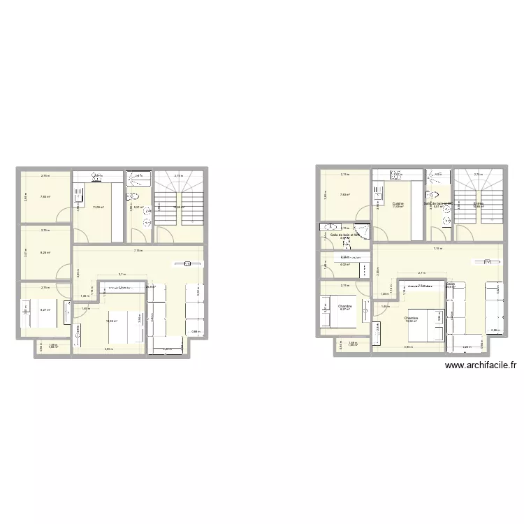 1 er plan Apprtt 2 etages. Plan de 