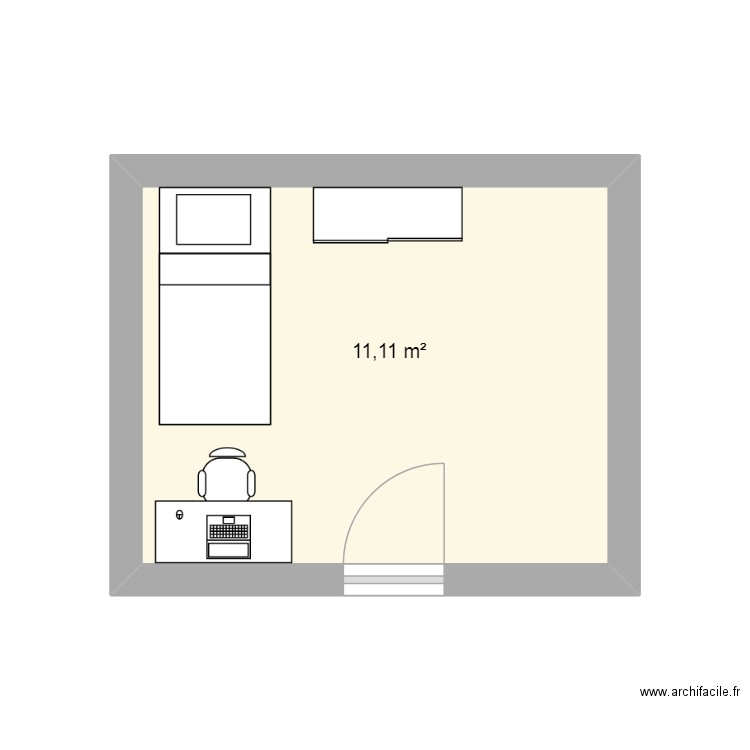 ma chambre. Plan de 1 pièce et 11 m2