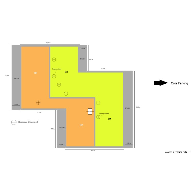 BELHAMICI B1 B2. Plan de 6 pièces et 354 m2