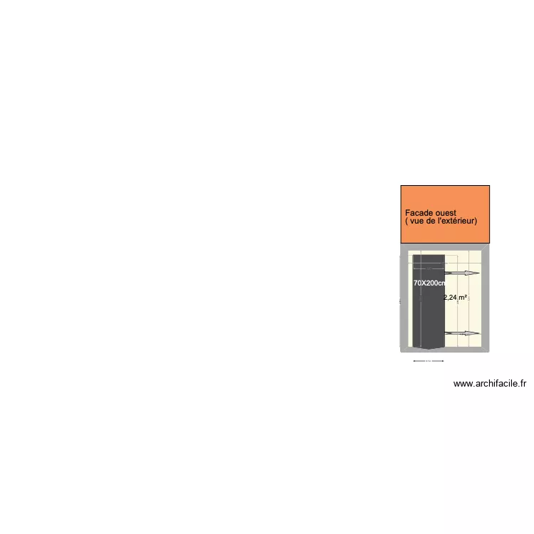 facade ouest. Plan de 1 pièce et 2 m² facade ouest. Plan de 1 pièce et 2 m²