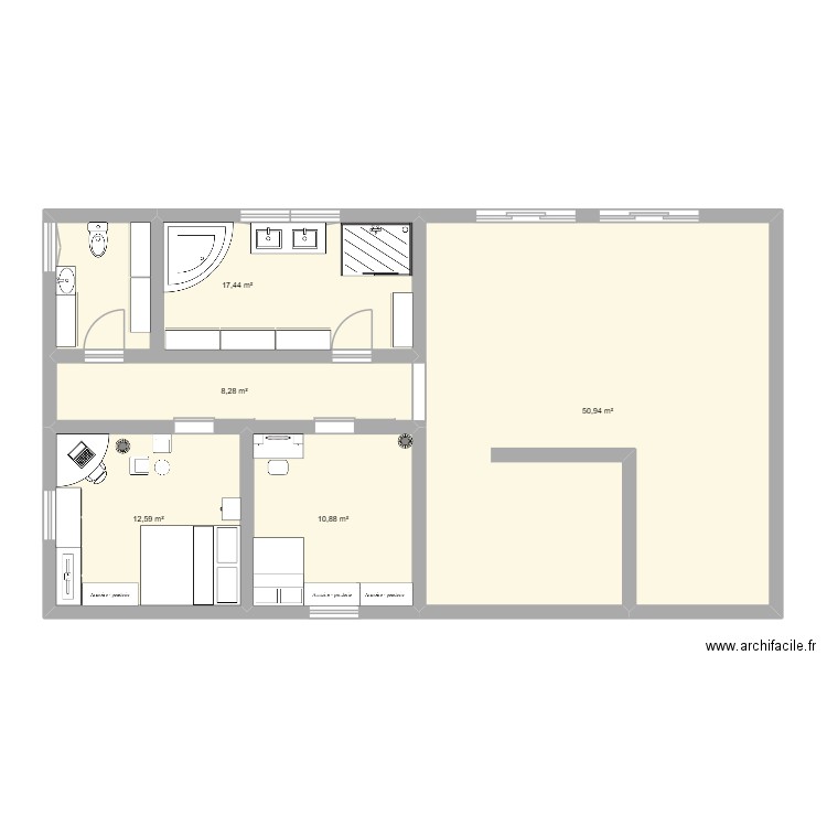 maisonp. Plan de 5 pièces et 100 m2