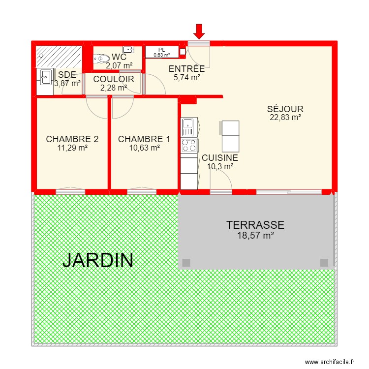 BI 16672. Plan de 15 pièces et 146 m2