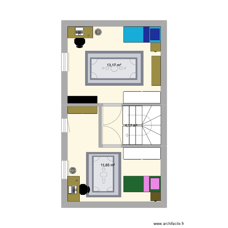 Maison 2nd. Plan de 3 pièces et 29 m2