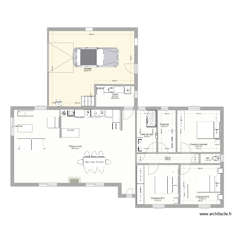 Plan – plan 110 m2 essai 3 – Par thierry-vero ️ | ArchiFacile