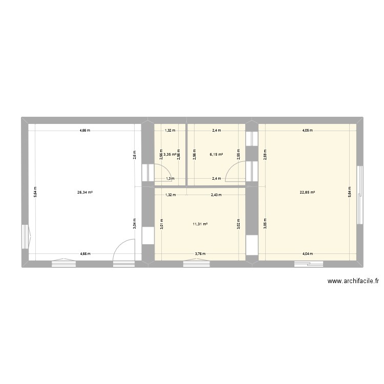 RDC Sougé 22 mars. Plan de 5 pièces et 70 m2