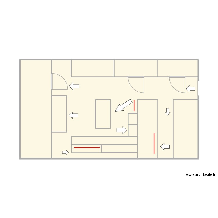 Laboratoire. Plan de 12 pièces et 45 m2