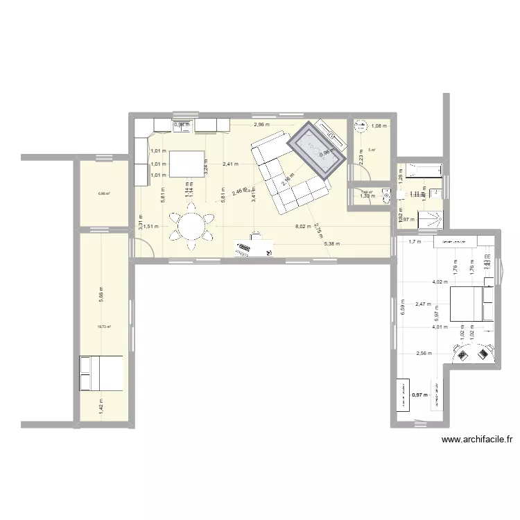plan maison. Plan de 6 pièces et 107 m²
