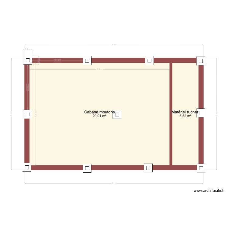 plan cabane moutons rucher murs + poteaux. Plan de 0 pièce et 0 m2 plan cabane moutons rucher murs + poteaux. Plan de 0 pièce et 0 m2