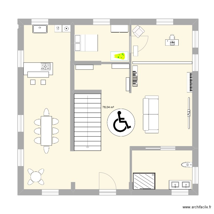 2D cours 3. Plan de 1 pièce et 76 m2