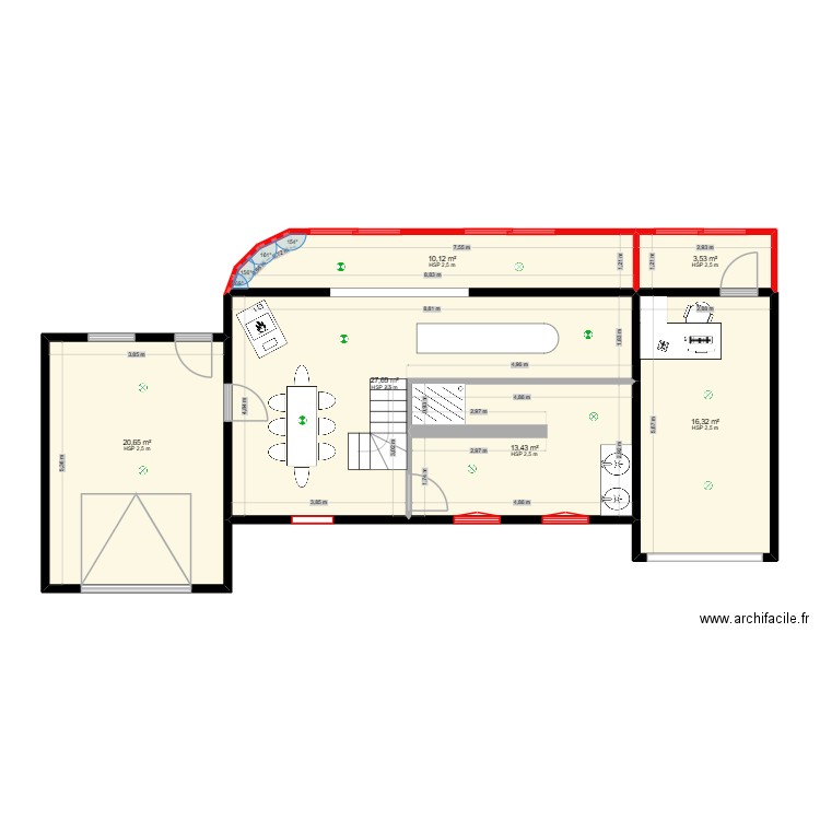 laurent. Plan de 6 pièces et 92 m2