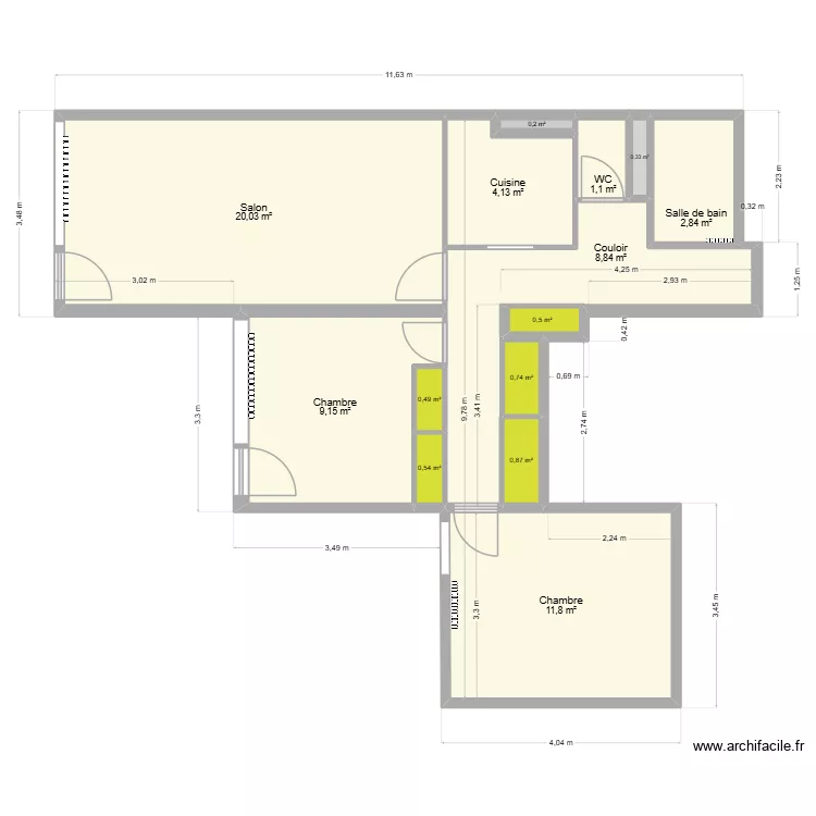 Chamrousse. Plan de 14  et 62 m²