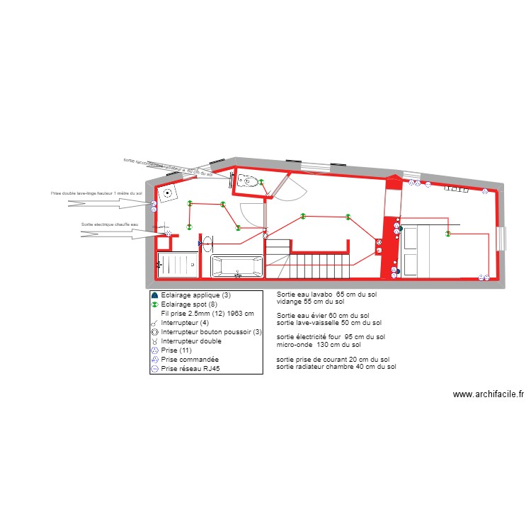 1étage seb. Plan de 5 pièces et 36 m2