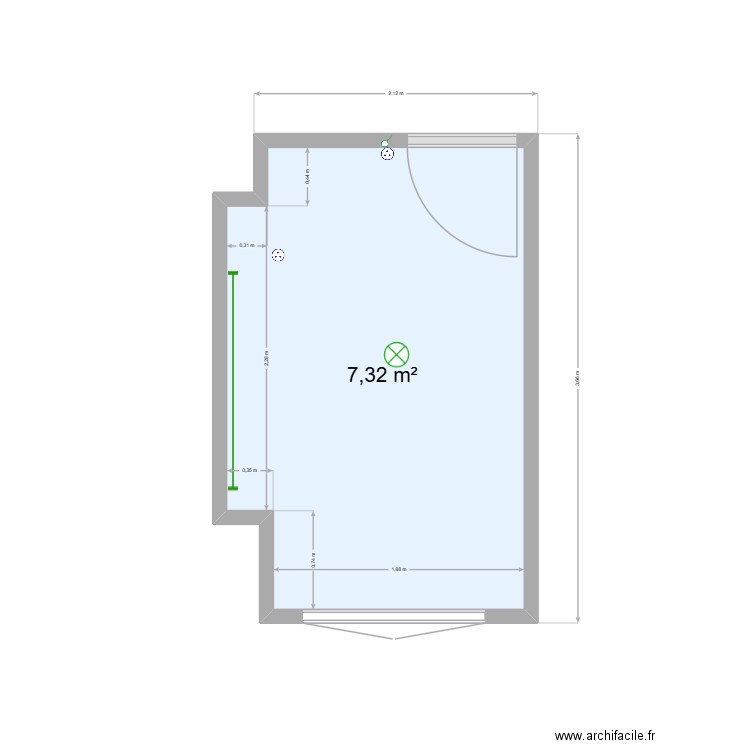 Plan VIRE. Plan de 1 pièce et 7 m2