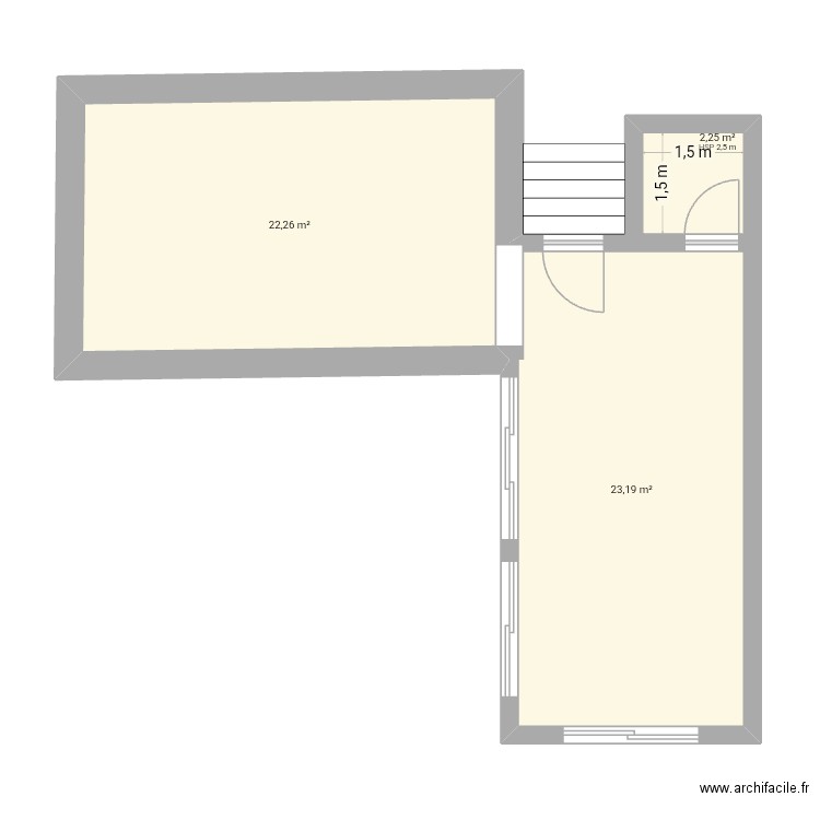 Agrandissement. Plan de 3 pièces et 48 m2