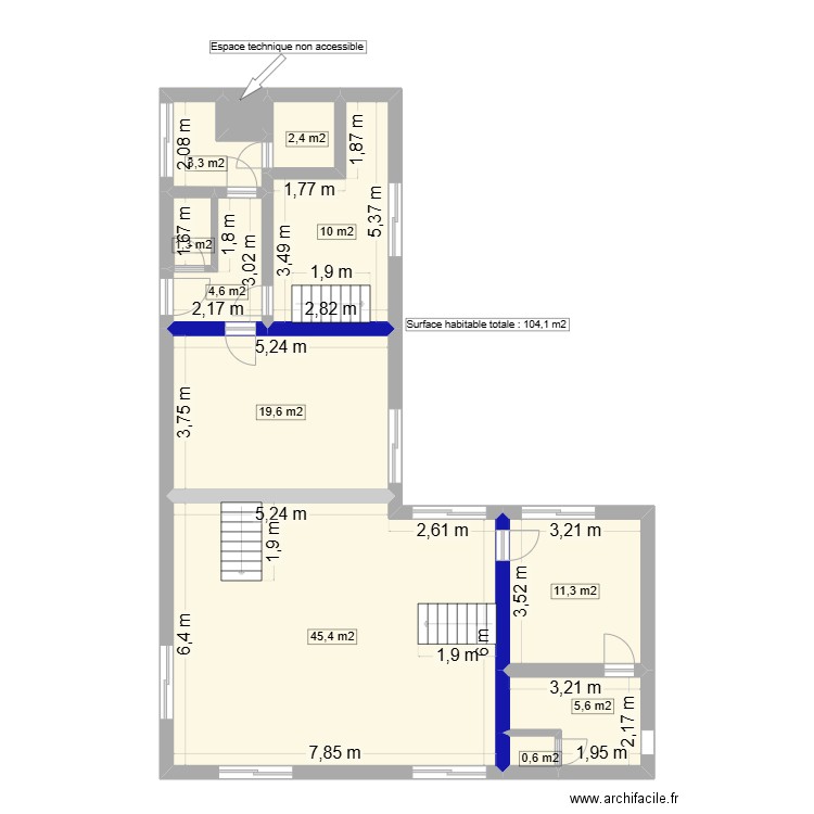 SURFACE HABITABLE. Plan de 11 pièces et 111 m2
