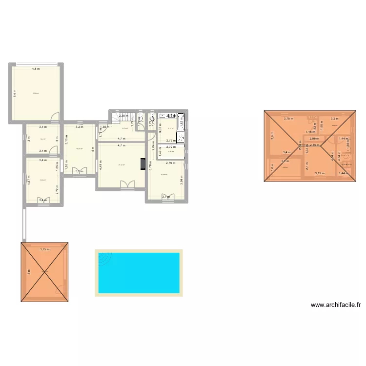 Plan perso. Plan de 19  et 195 m²