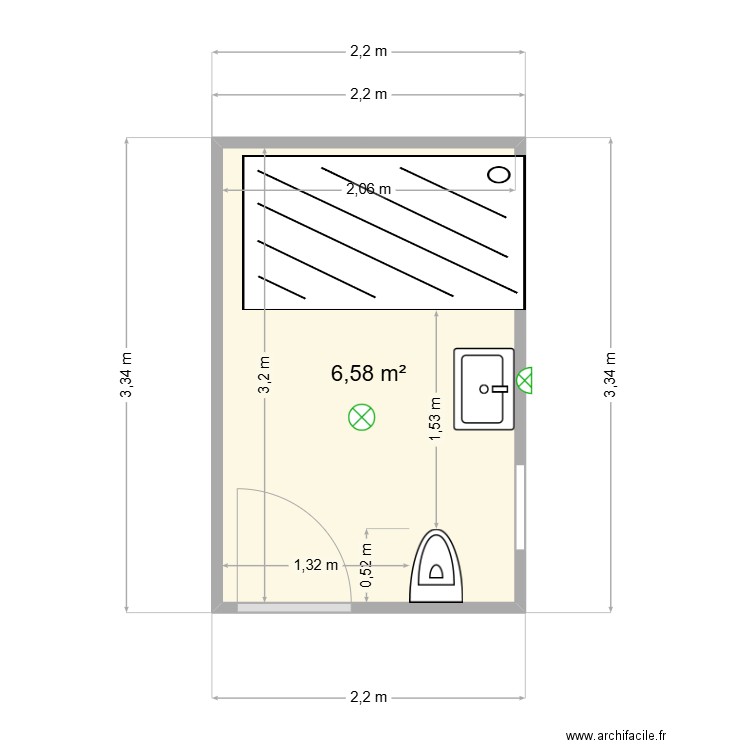 SALLE DE BAIN 1. Plan de 1 pièce et 7 m2
