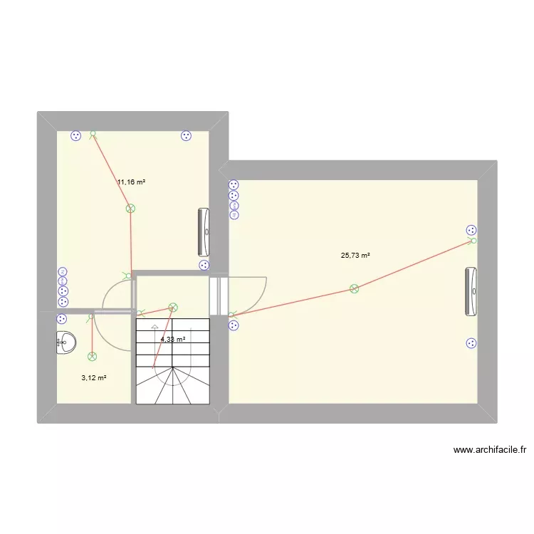 ETAGE VOUVRAY PETITE MAISON. Plan de 4 Pièces et 44 m²