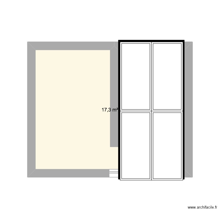 veranda. Plan de 1 pièce et 17 m2