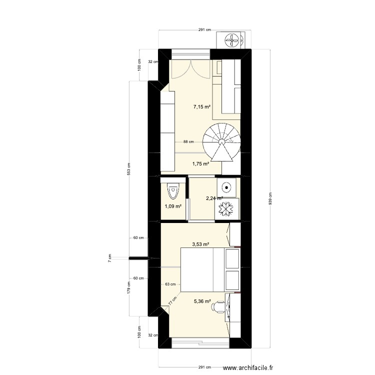 Plans garage V2. Plan de 12 pièces et 73 m2