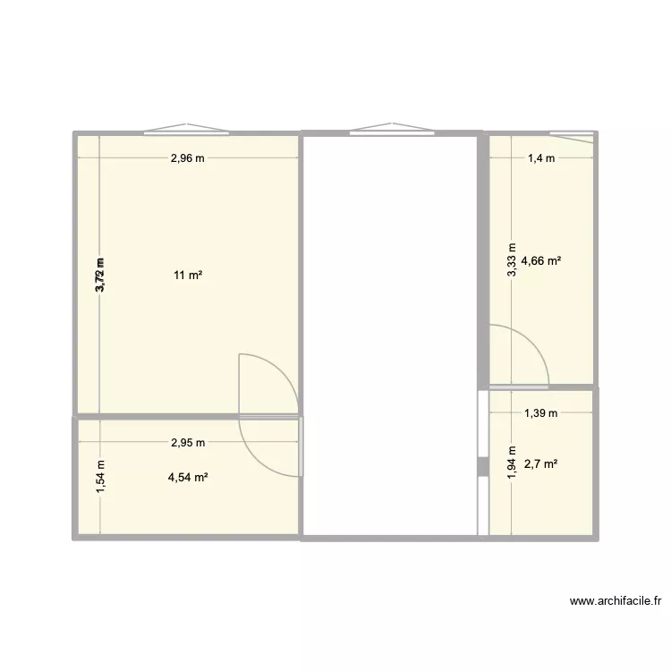 Base 1. Plan de 4  et 23 m²