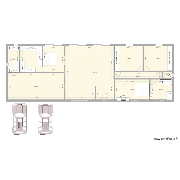 plan4.2. Plan de 9 pièces et 166 m2