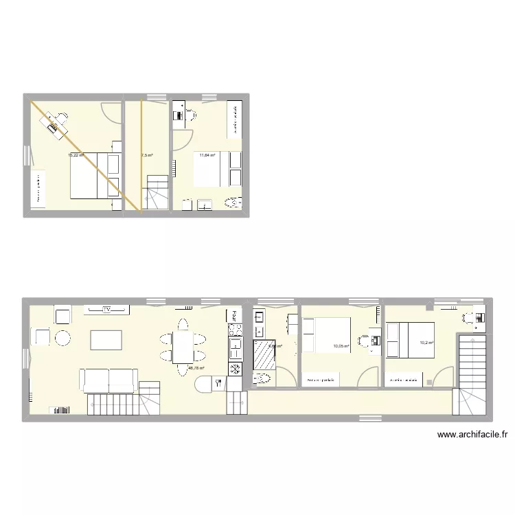 Panisset Projet 2. Plan de 7  et 107 m²