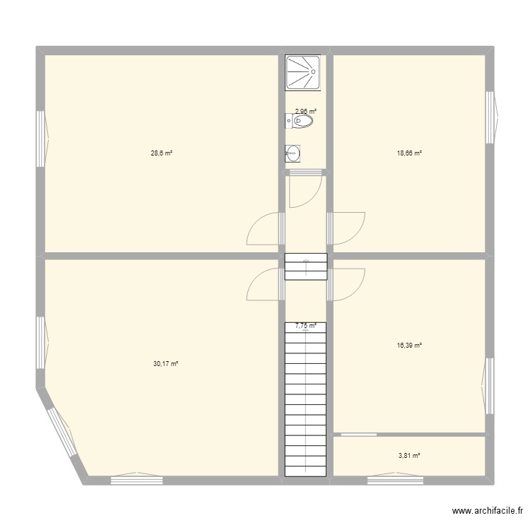 Maison Etage. Plan de 7 pièces et 108 m2