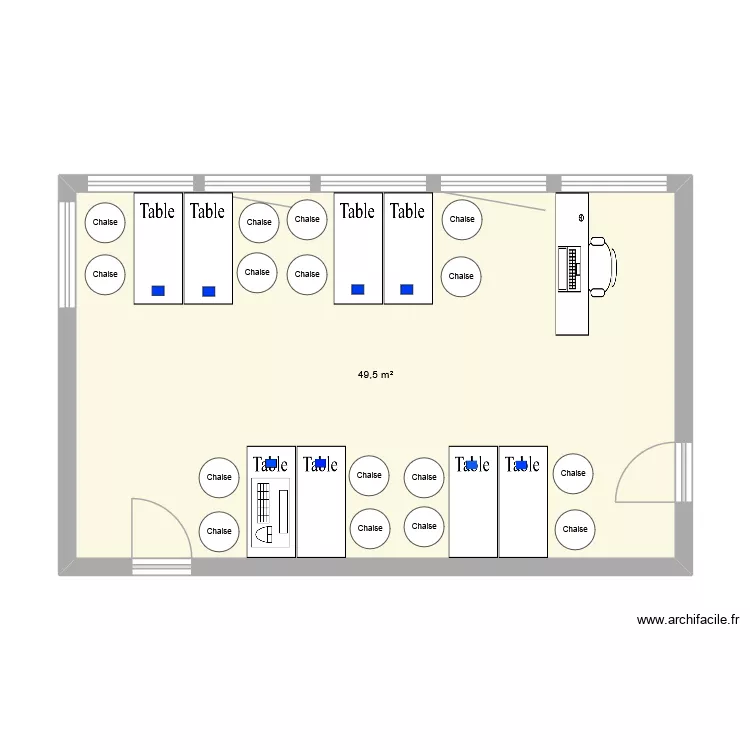SALLE 132. Plan de 1  et 50 m²