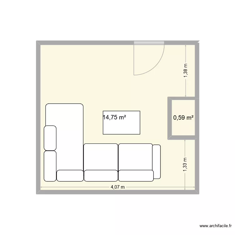 salon. Plan de 2  et 15 m²