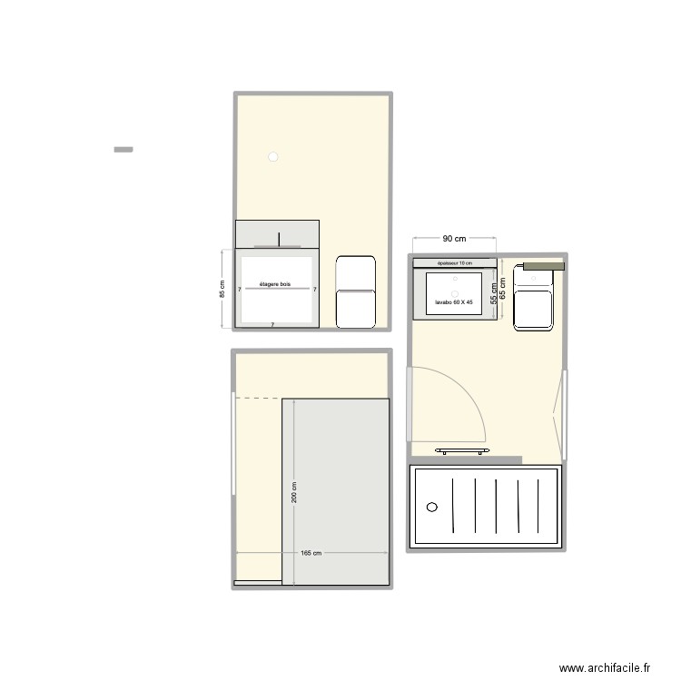 SDB 1 12 12 24. Plan de 3 pièces et 13 m2
