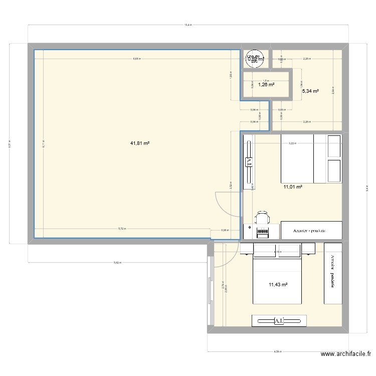 SDFGHJKLM. Plan de 6 pièces et 71 m2