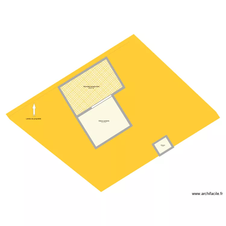 Plan parcelle avec reconstruction. Plan de 3 Pièces et 99 m² Plan parcelle avec reconstruction. Plan de 3 Pièces et 99 m²