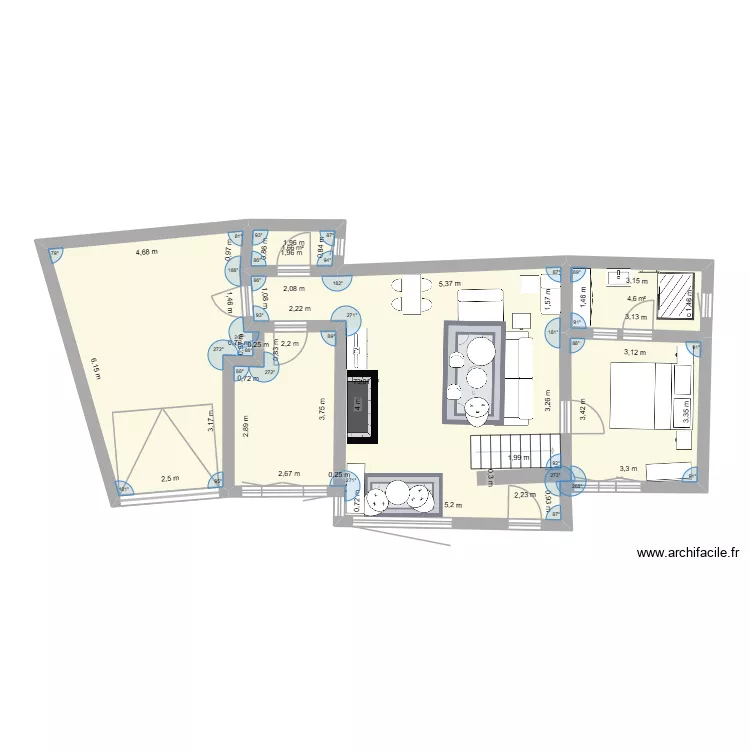 cav&eacute;e. Plan de 3  et 79 m²