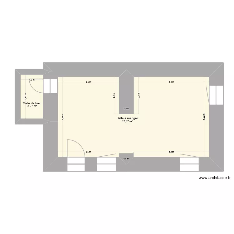 Arcinges_RDC. Plan de 2  et 41 m²