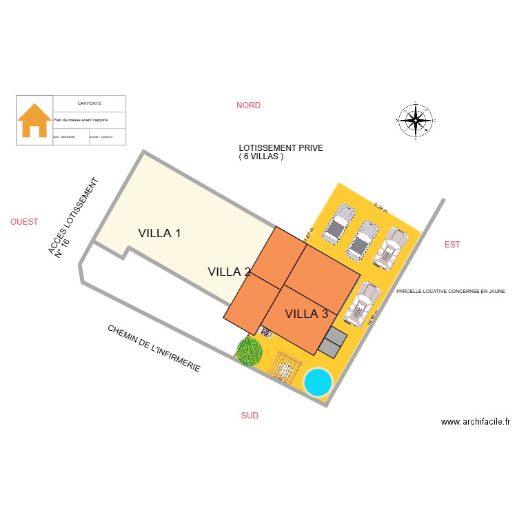 PLAN DE MASSE INITIAL AVANT PROJET. Plan de 1 pièce et 211 m2