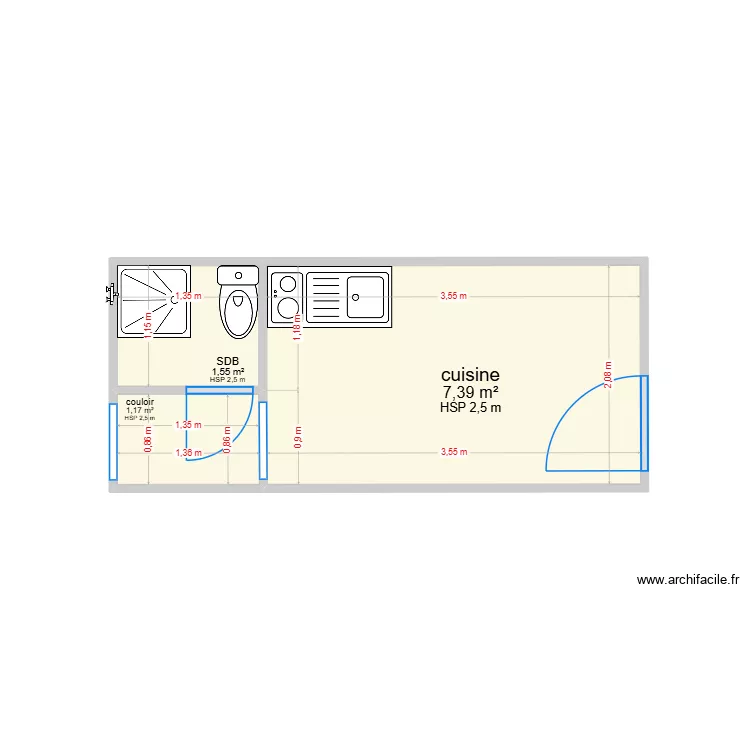 apr&egrave;s travaux SDB voirie cot&eacute; parc Stalingrad. Plan de 3  et 10 m²