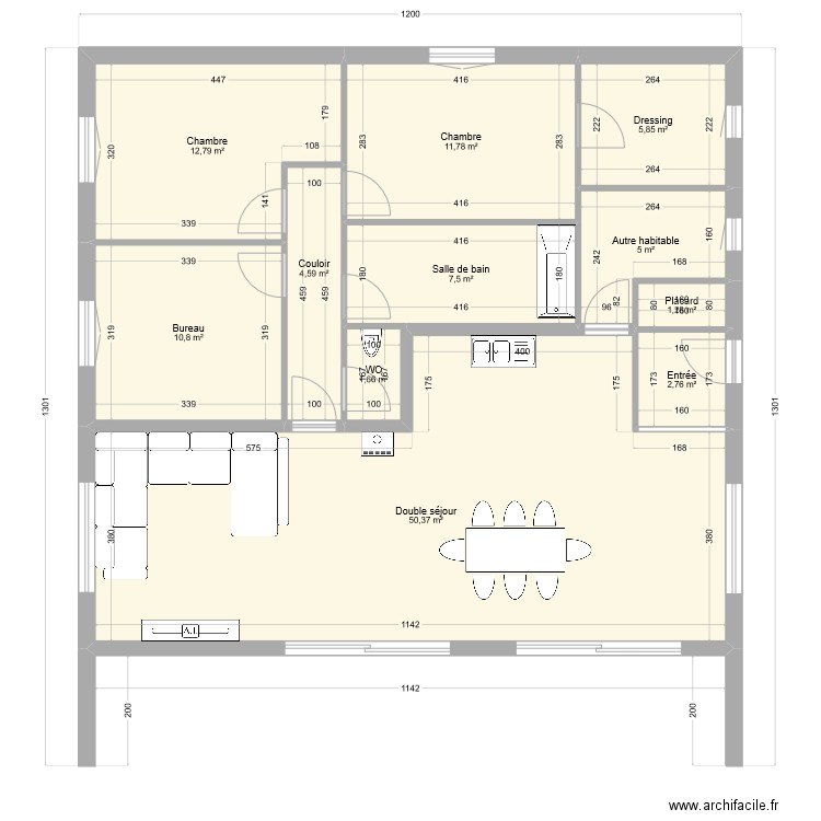 Construction 2. Plan de 11 pièces et 114 m2