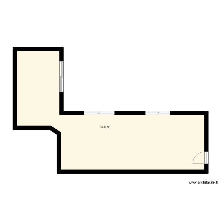 Maison. Plan de 1 pièce et 52 m2