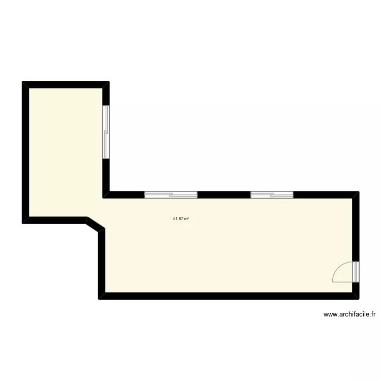 Maison. Plan de 1 pièce et 52 m²