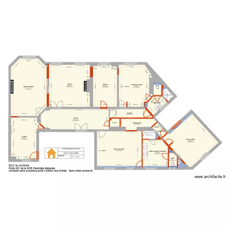 135 Raspail 5e Projet 030926. Plan de 32 Pièces et 196 m² 135 Raspail 5e Projet 030926. Plan de 32 Pièces et 196 m²