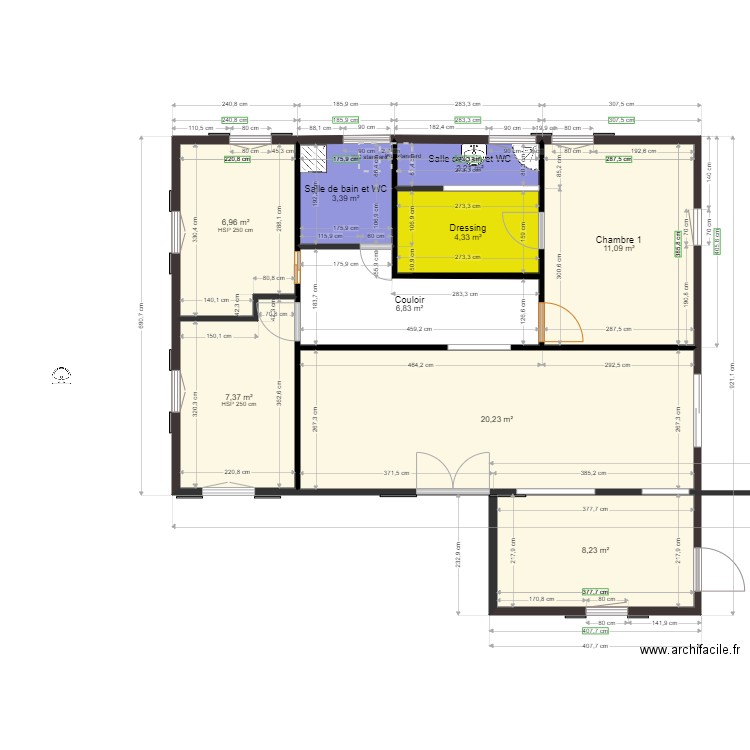 Rénovation BONNEAU 1. Plan de 9 pièces et 71 m2