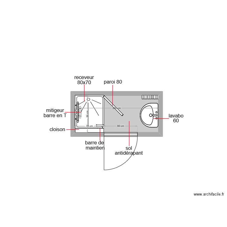 montella. Plan de 1 pièce et 2 m2