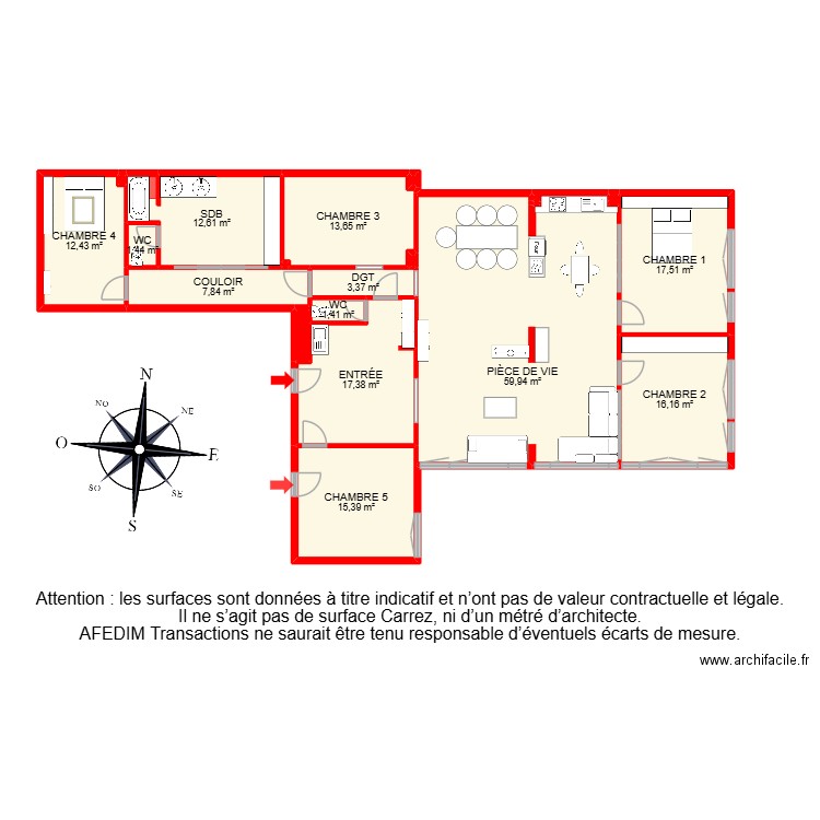 BI 30778. Plan de 23 pièces et 210 m2